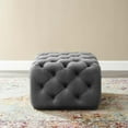 thumbnail image 7 of Tufted Accent Chair Ottoman, Square, Velvet, Grey Gray, Modern Contemporary Urban Design, Living Lounge Room Hotel Lobby Hospitality, 7 of 7