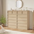 thumbnail image 5 of 7 Drawer Dresser for Bedroom, Modern Tall Chest of Drawers with Large Storage, Wooden Dresser Organizer for Living Room, Nursery, Entryway, Natural, 5 of 7