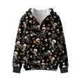 thumbnail image 4 of Xoenoiee Skull Basketball Print Long Sleeve Hoodie for Teen Boys Hlloween Full Zip Up Sweatshirts Sweater with Pocket Toddler Athletic Shirt School Casual Jacket Tops Outfits Jumpers, L, 4 of 7