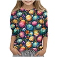 thumbnail image 2 of Easter Outfits for Girls 3/4 Sleeve Easter Day Print Bunny Egg Round Neck Bottom Shirt Kids 3-13Y Multicolor 9-10 Years, 2 of 5