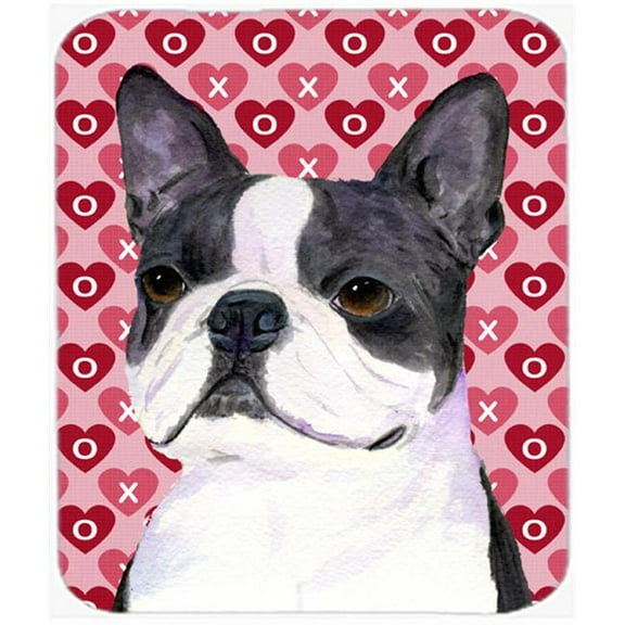 Boston Terrier Hearts Love And Valentines Day Mouse Pad, Hot Pad Or Trivet