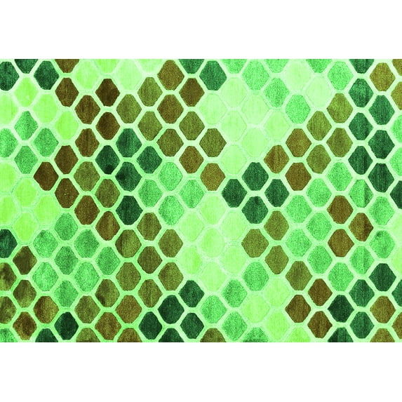 Ahgly Company Indoor Rectangle Abstract Green Contemporary Area Rugs, 5' x 8'
