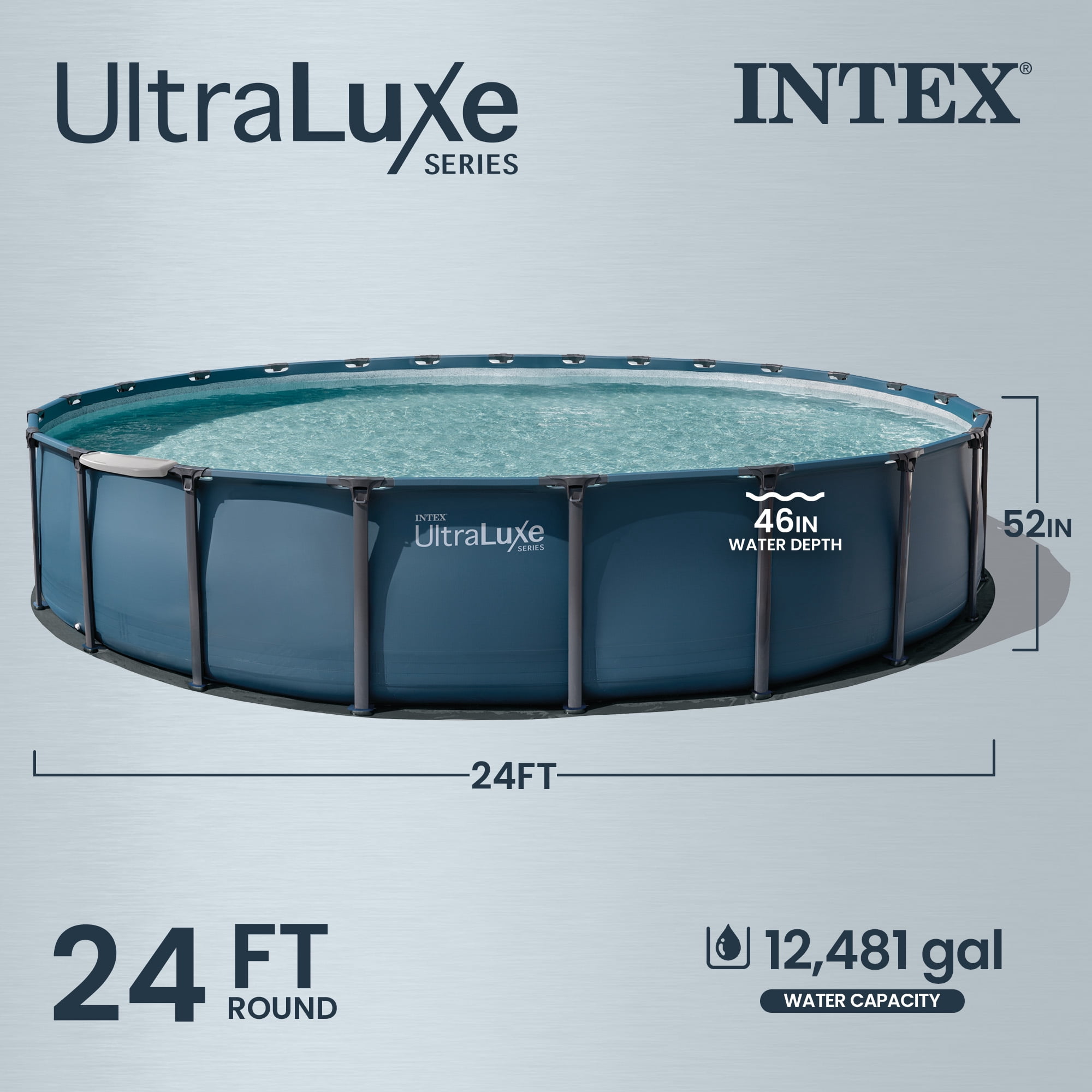 INTEX UltraLuxe 24ft x 52in Round Above Ground Pool Set, Sand Pump, & Saltwater System