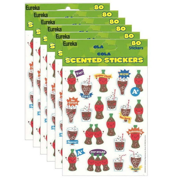 Eureka Cola Scented Stickers, 80 Per Pack, 6 Packs