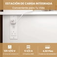 thumbnail image 4 of Tocador Blanco con Luz LED RGB Ajustable + Estación de Carga + Banco Incluido | 3 Cajones y 2 Puertas, Juego Práctico para Dormitorio (111x40x146cm), 4 of 6