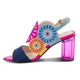 thumbnail image 2 of Azura Women's Embroidery Pumps & Heels - Geometric Design, Adjustable Ankle Strap, Transparent Cylindrical Heel, 2 of 8