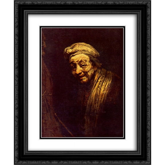 Rembrandt 2x Matted 20x24 Black Ornate Framed Art Print 'Self-portrait'