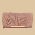 thumbnail image 6 of Rose Gold Clutch Bag for Women, Glitter Pleated Evening Purse with Detachable Crossbody Chain for Wedding Party,Size Free Size, 6 of 7