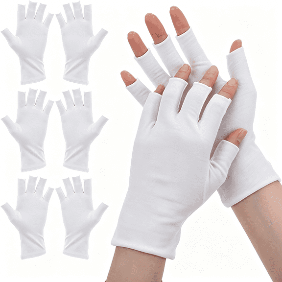 TELOLY 4 Pairs Eczema Gloves, Fingerless Cotton Gloves for Dry Hands, Glove for Eczema Relief, 5 Open Fingertips, One Size Fits Most, Overnight Hydration