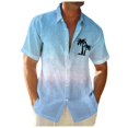 thumbnail image 3 of VBARHMQRT Yellow Long Sleeve Shirt Men Short Sleeved Fashionable Color Gradient Printed Coconut Tree Pattern Men Seaside Beach Shirt Sky Blue, 3 of 5