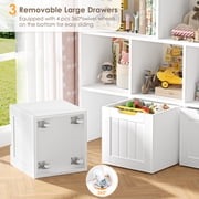Homfa Toy Storage Organizer with 3 Movable Drawers, 5 Cube Kids Bookcase for Playroom, Storage Cabinet for Living Room, White Finish