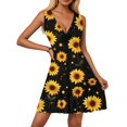 thumbnail image 5 of WTOBBY Women's Summer Floral Dress V-Neck Sleeveless Pleated Hem Casual Dress with Back Keyhole Design and Lightweight Fabric for Daily Wear and Vacation ,BlackXL, 5 of 5
