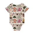 thumbnail image 2 of Daiia Vintage Coffee Printed Unisex-Baby Short Sleeve Onesies Bodysuits Baby Climbing Clothes Soft and Comfortable Romper with Expandable Shoulder Design-12 Months, 2 of 8