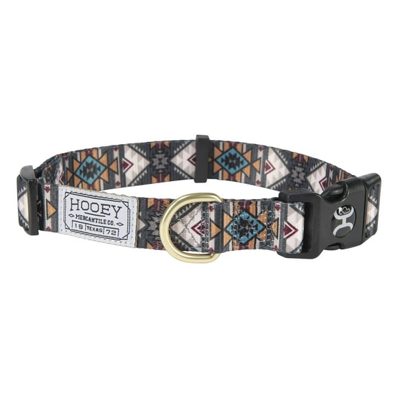 Hooey Nomad Dog Collar, Durable Polyester Webbing Collar with Graphic-Inspired Prints, Beluga Monterey, Medium