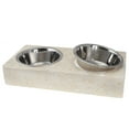 thumbnail image 2 of Creative Home Natural Champagne Marble Double Diner Pet Food and Water Feeding Set with 1.0 Pint Removable Stainless Steel Bowls, Beige, 2 of 2