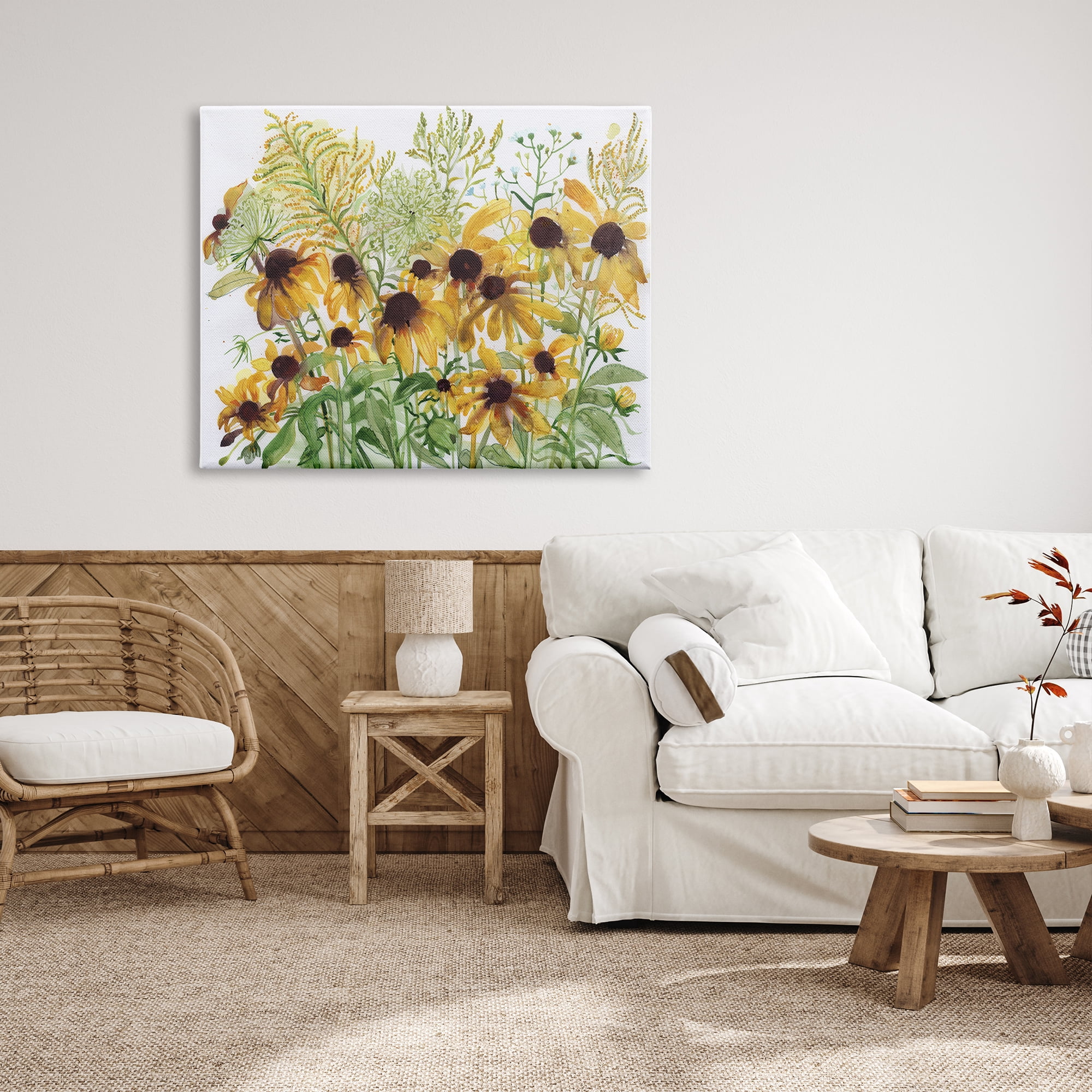 Stupell Industries Layered Yellow Daisy Blooms Wildflower Herb Sprouts Painting Gallery Wrapped Canvas Print Wall Art, Design by unknown
