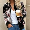 thumbnail image 2 of Vestes Décontractées pour Femmes Légères à Fermeture Éclair Veste Décontractée Imprimé Léopard&Floral Col Montant Court Sports, 2 of 4