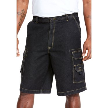 Boulder Creek By Kingsize Men's Big & Tall  12" Side Elastic Denim Cargo Shorts
