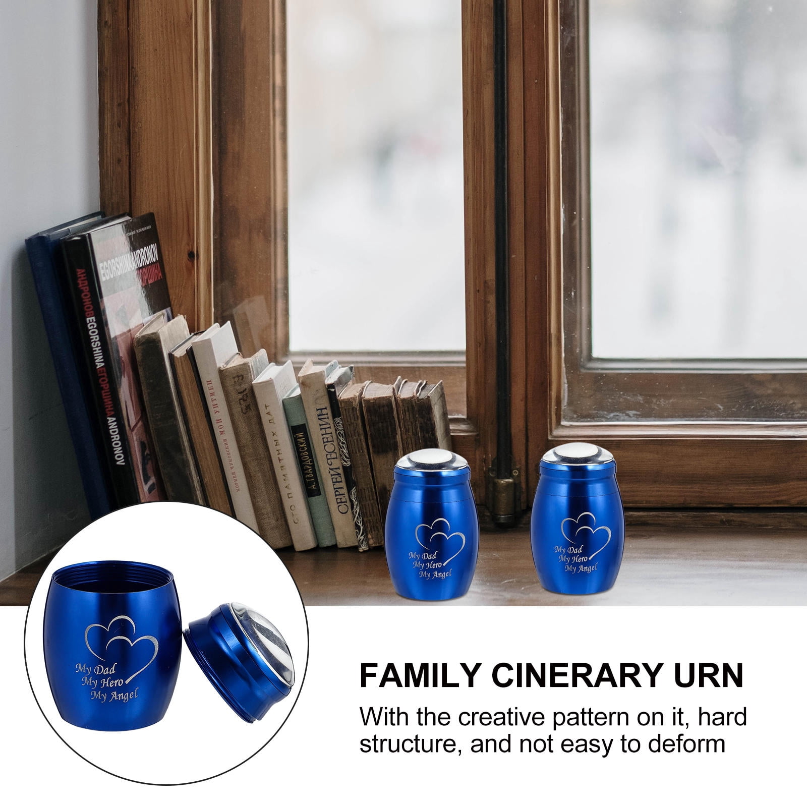 HOOWIFFY Stainless Steel Urn Blue 7Pcs 1x1x1.8in Pet Long-term Use