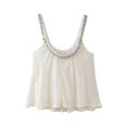 thumbnail image 4 of ​​​HH TRAF Verano Mujer Nuevas Tops Hombros Descubiertos Sin Mangas Cuello Redondo Mujer Gema Cuentas Espalda Descubierta Sexy Sólido Mullido Tops Cortos Mujer, 4 of 5