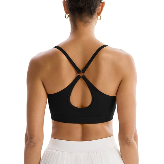 RUNNING GIRL Womenโs Medium Support Sports Bra Fixed Cup Criss Cross Teardrop Back Workout Bra