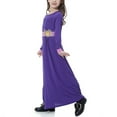 thumbnail image 7 of Odeerbi Girls Muslim Dress Little Girls Clothes Muslim Long Dress Medium Big Girls 2025 Long Sleeve V Neck Colorblock Dress Purple 10-11 Years, 7 of 7