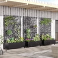 thumbnail image 3 of MAYEERTY 3-Set 47*16" Outdoor Black Metal Planter Box with Trellis for Climbing Plants,Street & Leafy Pattern, 3 of 8