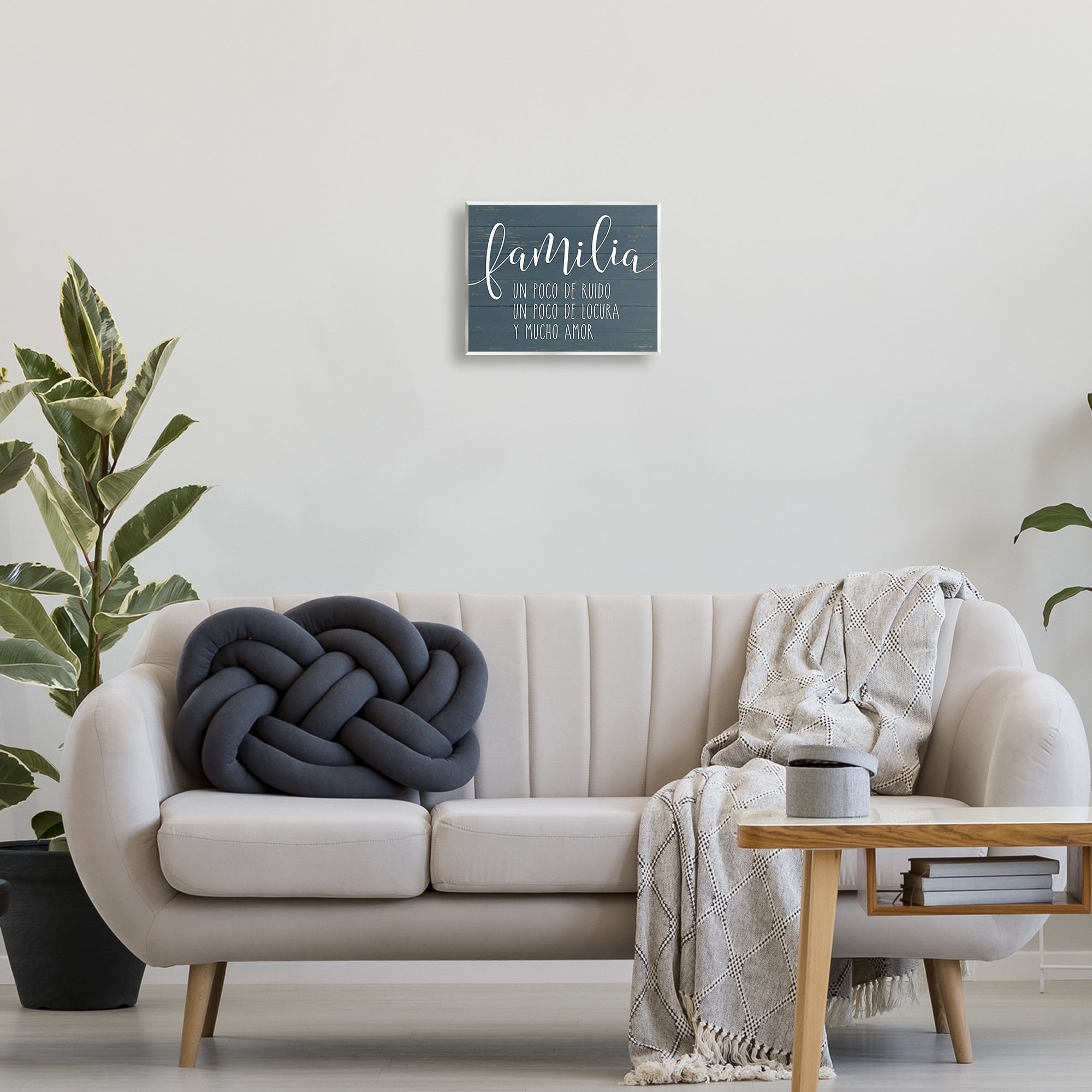 Stupell Industries Familia Y Mucho Amor Inspirational Quotes & Sayings Painting Unframed Art Print Wall Art, 14 x 11