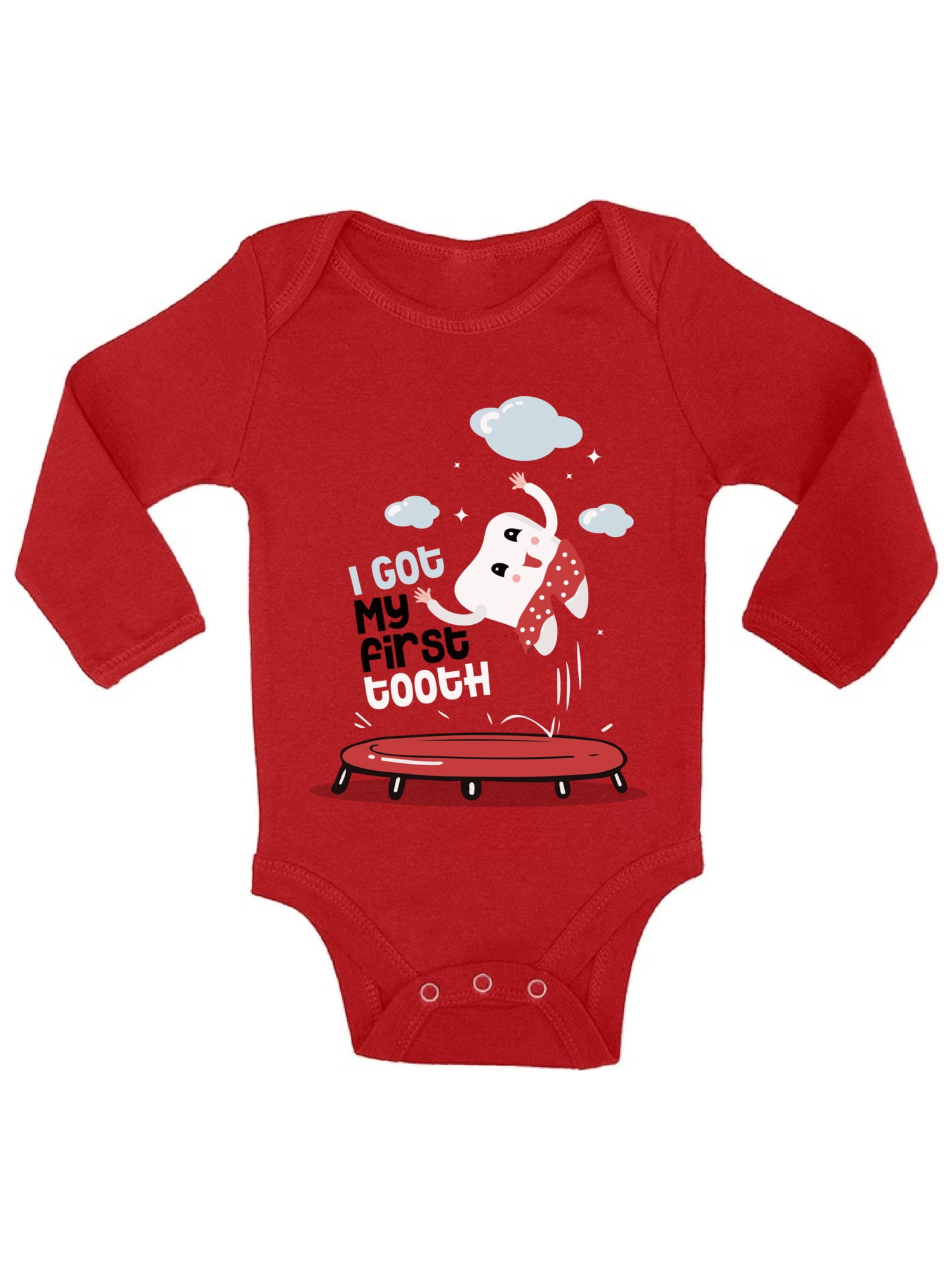 Awkward Styles I Got My First Tooth Bodysuit Long Sleeve for Newborn Baby Cute Baby Shower Gifts