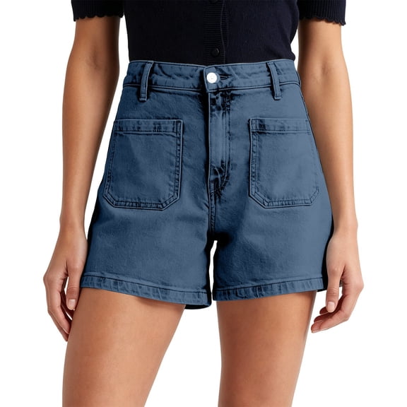DHFJKG Womens Jeans Shorts Summer Mid Rise Stretch Flat Front Denim Shorts With Front Pockets Casual Stylish Bottoms