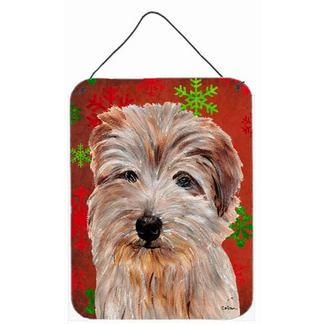 Carolines Treasures SC9760DS1216 Norfolk Terrier Flocons de Neige Rouges Impressions Murales Ou de Porte en Métal Aluminium pour les Fêtes