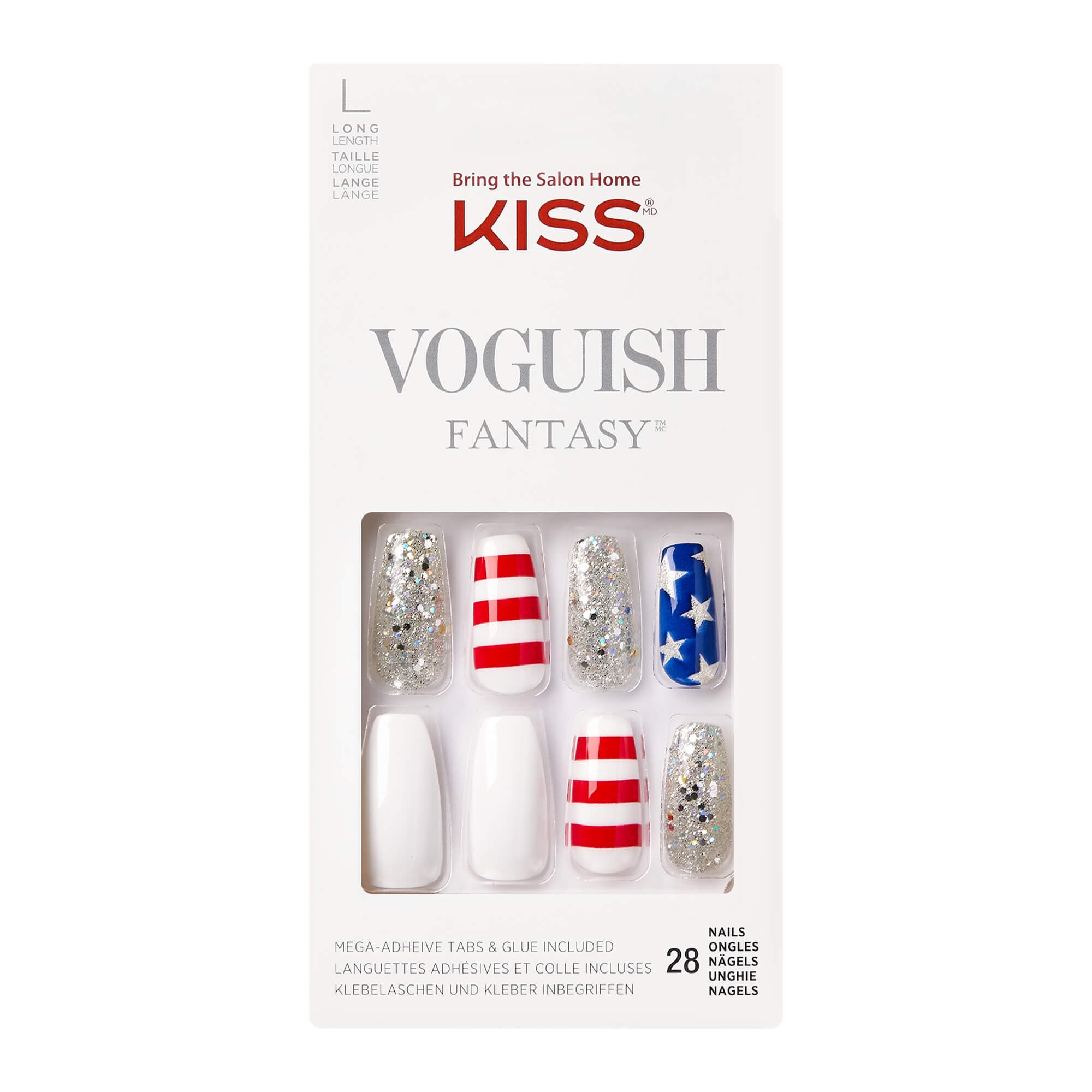 Kiss Voguish Fantasy Press on Manacure 4th of July Nails - Ibiza ...
