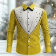 thumbnail image 2 of Valentine's Day Men Fashion Shirt Casual Long Sleeve Digital Print Button Down Loose Fit Top Yellow XXXL, 2 of 5