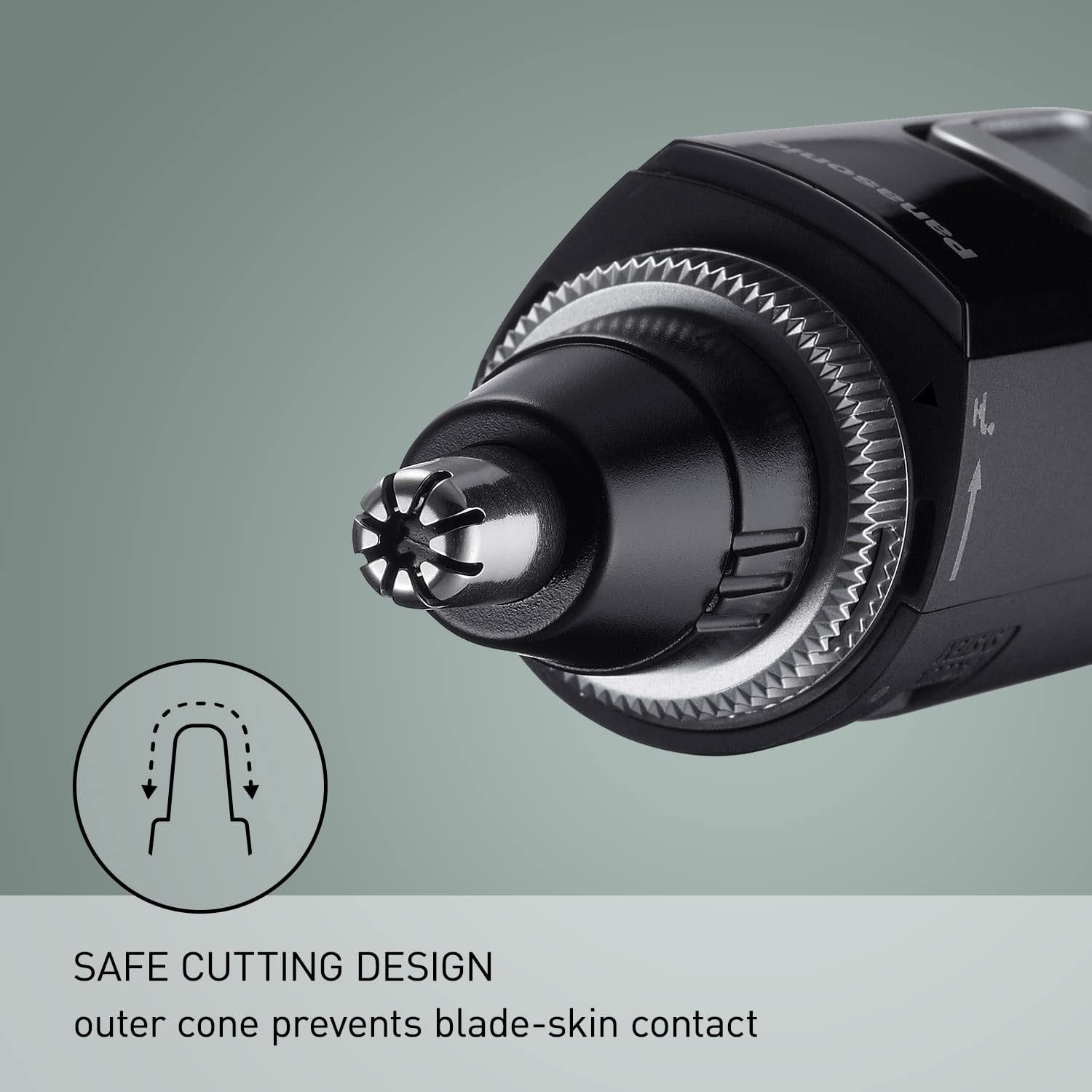 Panasonic ER-GN70-K Men's Ear and Nose Hair Trimmer with Vacuum Cleaning System - Wet/Dry - Black/Silver