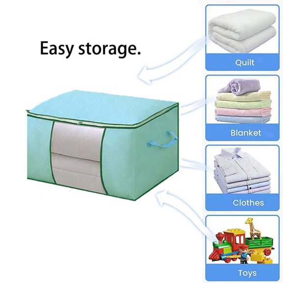 6 Pack Storage Bags,Large Capacity Closet Organizers,Foldable Fabric Storage Bins,Thickened Handles Clothing Containers,Blanket Comforter Quilt Organizer