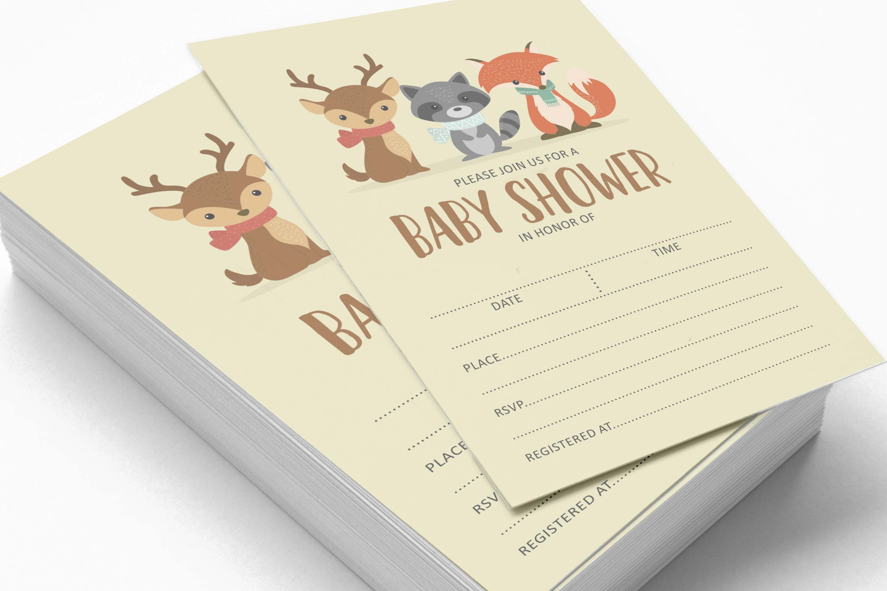 Inkdotpot 30 Fill In StyleBaby Shower Invitation Cards Jungle Animals Gender Neutral Blank Invites