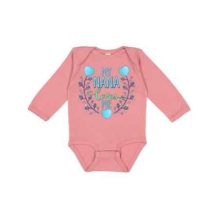 

Inktastic My Nana Loves Me with Flowers and Hearts Gift Baby Boy or Baby Girl Long Sleeve Bodysuit