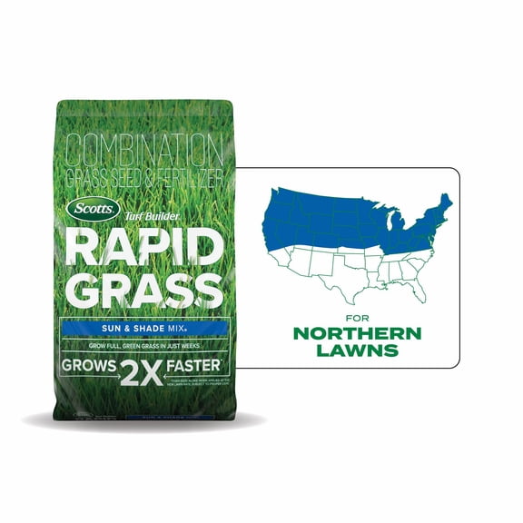 Scotts Turf Builder Rapid Grass Sun and Shade Mix, Grass Seed and Fertilizer, 16 lbs.