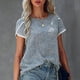 thumbnail image 2 of Camiseta de cuello redondo para mujer, moda suave, agradable a la piel, transpirable, manga corta, camisa informal para citas, trabajo, azul, XL, 2 of 6