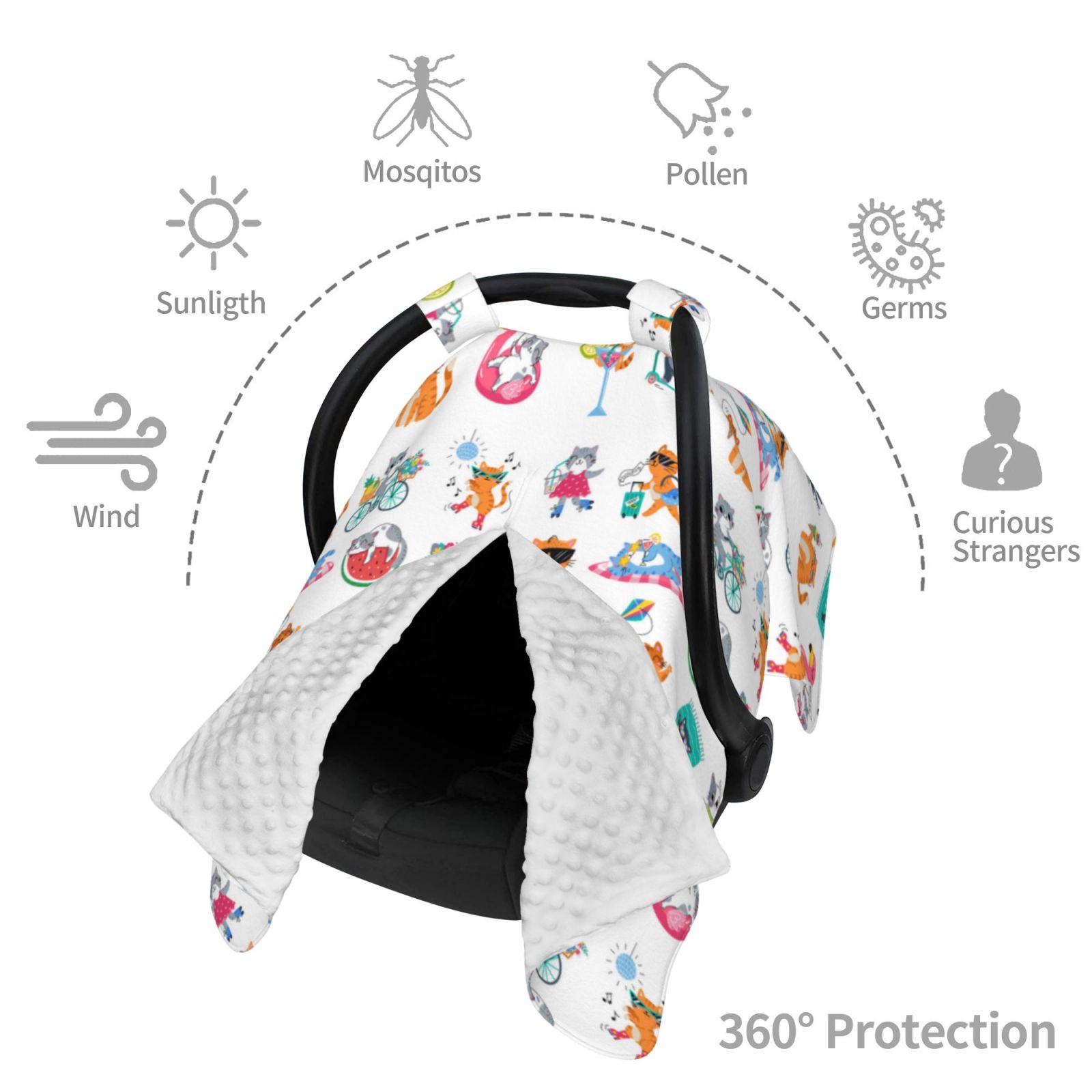 Car Seat Cover Baby - Hello Summer Cat Breathable Infant Car Seat Cover for Baby Carseat, Lightweight Comfort Baby Essentials Must Haves Newborn Stuff for Girl Boy