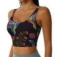 thumbnail image 2 of Fotbe Humming Bird Pattern Womens' Sports Bra Longline Wirefree Padded with Medium Support Sports Moisture-Wicking Workou Vest,Tank Top-XX-Large, 2 of 7
