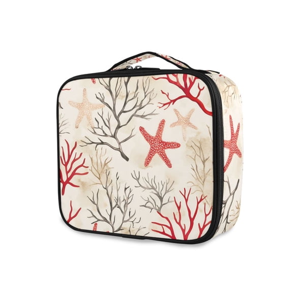 FORMRS Travel Makeup Bag Large Capacity Train Case Cosmetic Organizer with Adjustable Dividers, Light Starfish