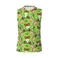 thumbnail image 6 of Lsque Cute Green Frog Print Men's Cotton Blend Sleeveless Muscle Shirts (S-3XL)- Moisture Wicking, Odor Protection, UPF 30+,Medium, 6 of 8