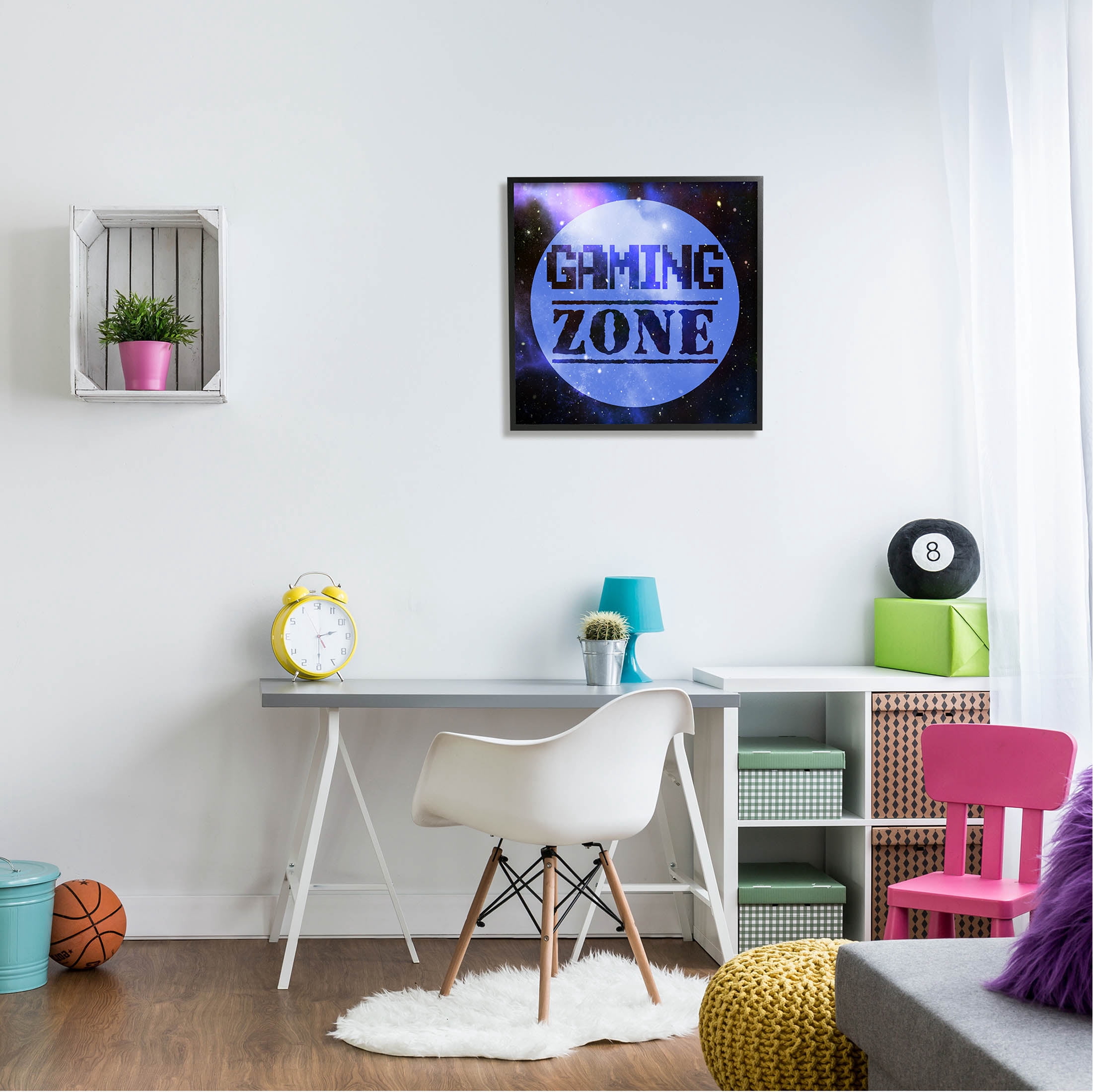 Stupell Industries Gaming Zone Pixel Sky Phrase Graphic Art Black Framed Art Print Wall Art, Design by Marcus Prime