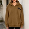 thumbnail image 2 of Tqcoqu Women's Hooded Sweatshirt with Zip Chest Pocket,Drop Shoulder Long Sleeve Casual Pullover Tops,2026 Fall Winter Trendy Clothes,Brown Women's S-XXXL, 2 of 6