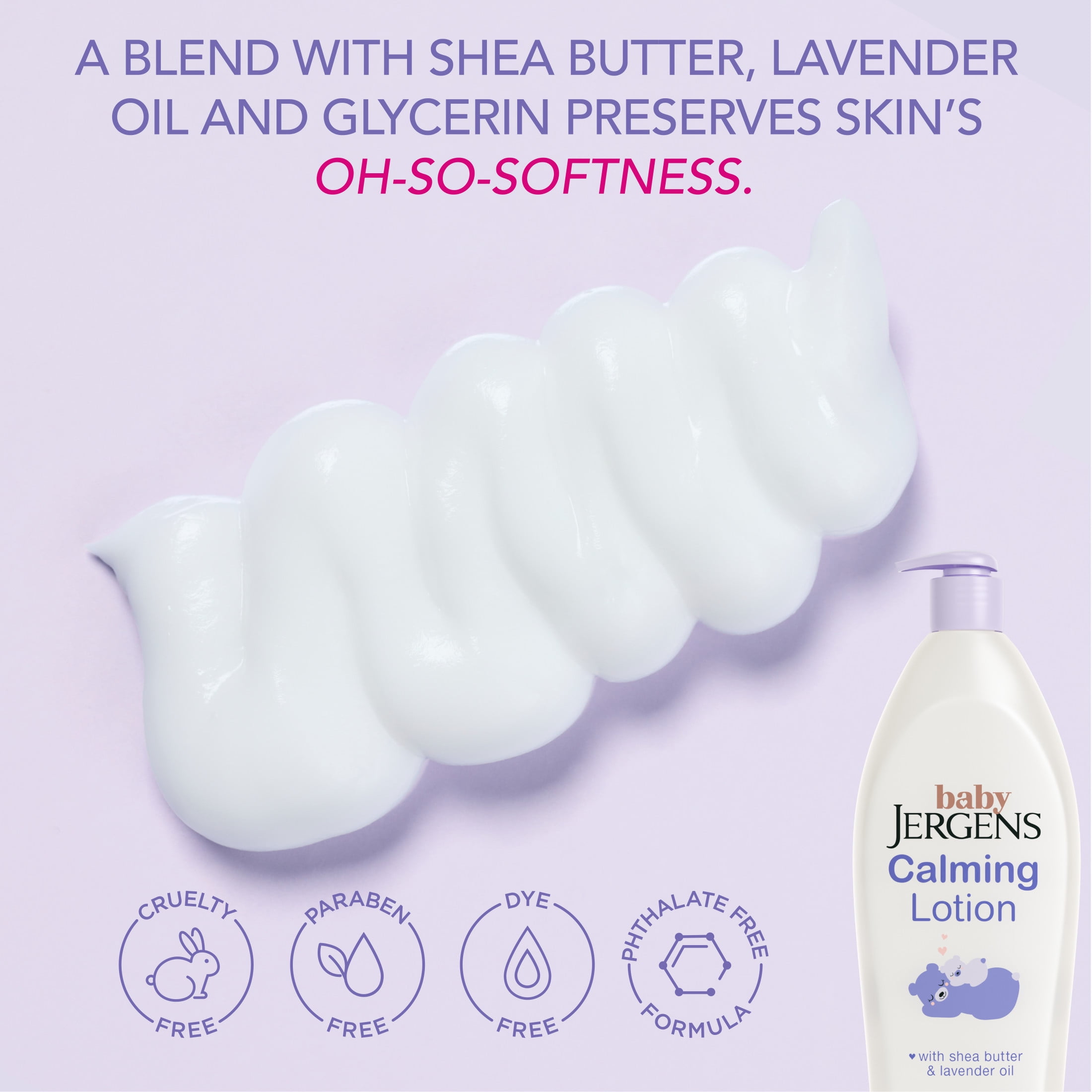 Baby Jergens Calming Lotion, Body Lotion, Moisturizer, with Shea Butter and Lavender Oil, 16.8 fl oz