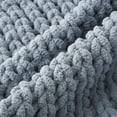 thumbnail image 5 of Battilo Bluish Grey Chunky Knit Throw Blanket,Handmade Cable Knit Crochet Blanket for Home Decor,50"x60", 5 of 8