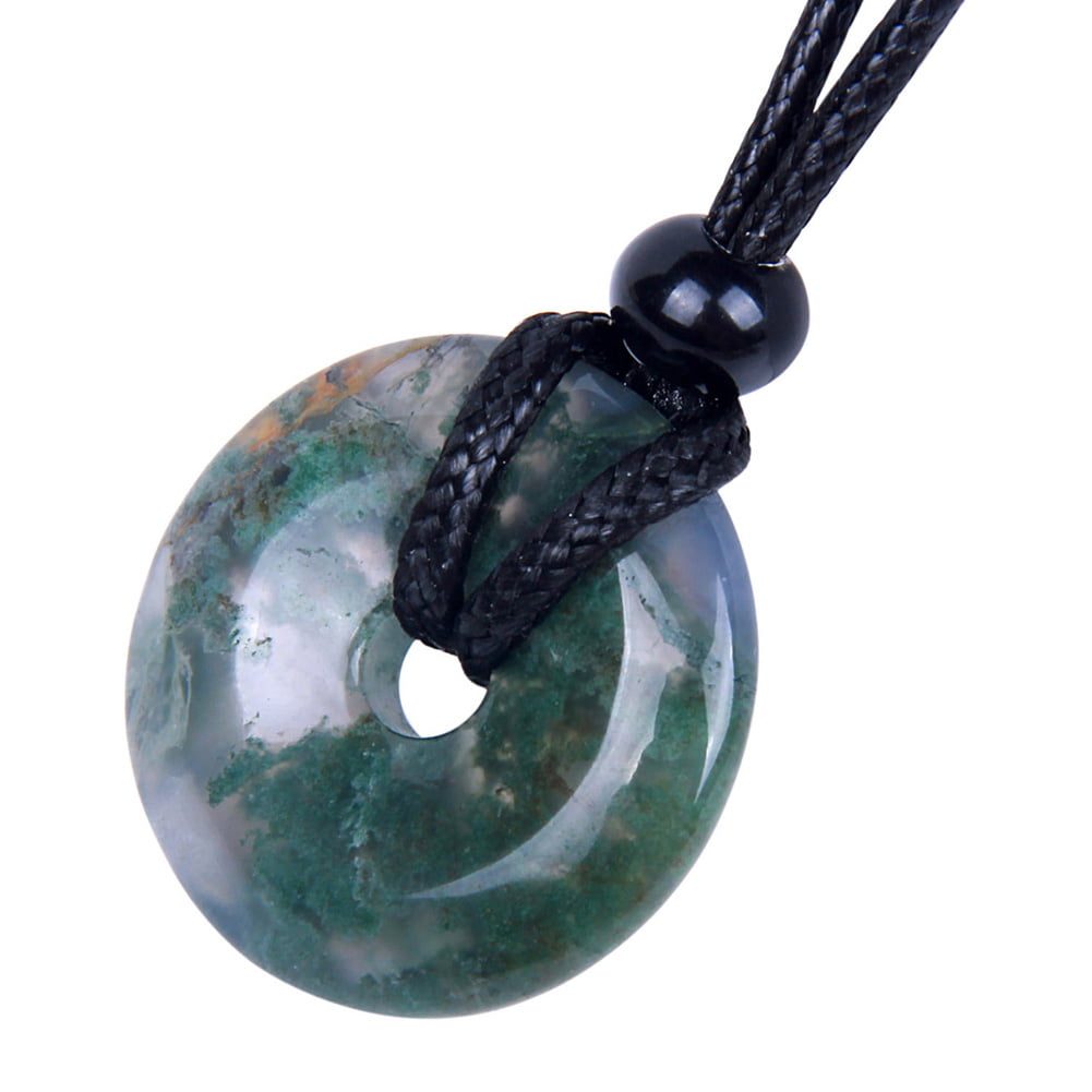 Agate Donut One of a Kind unique Moss Agate Green Agate necklace