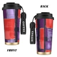 thumbnail image 2 of Stainless Steel Coffee Cup 7.7×2.6×3.5in Tapered Design Nylon Woven Wrist Strap Portable Durable Cup Bottom With Non-Slip Sticker Palevioletred Checked Hand-Drawn Sketch_4, 2 of 8