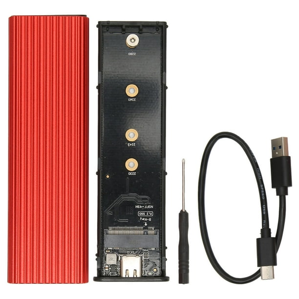Caja SSD M.2: fácil instalación, USB C 3.1, rojo, SSD externo móvil